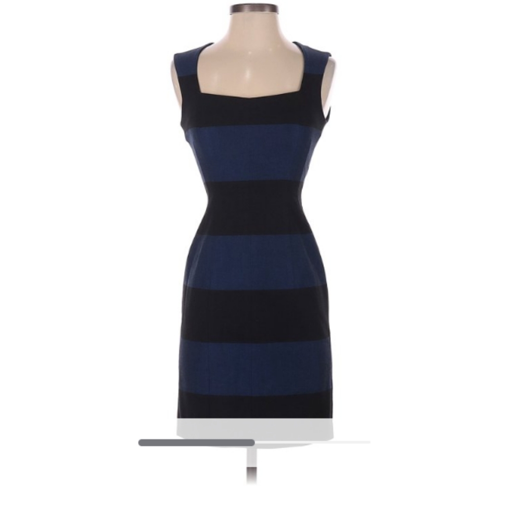 Banana Republic blue and black fitted striped dress size 14